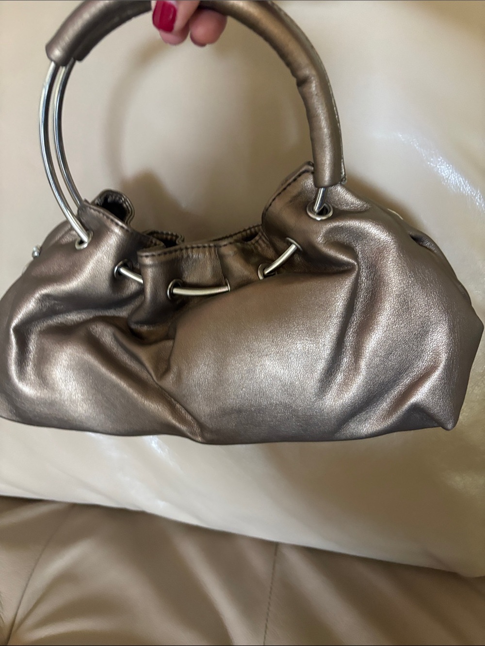 Ceeklen Metallic Bronze Studded Hobo Bag - Picture 3 of 6